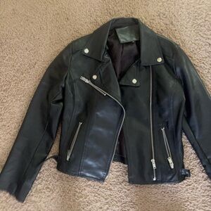 SHEIN Black Vegan Leather Jacket Timeless Style